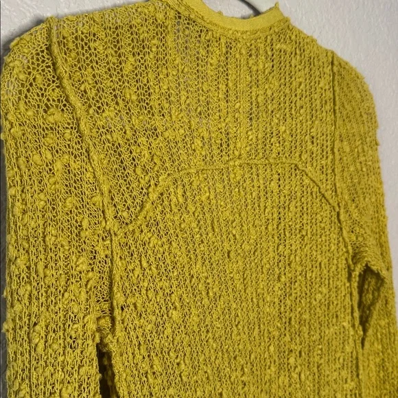 Free People Long Duster Cardigan Cover Up Buttons Crochet Knit Yellow Gold Small - Picture 7 of 8